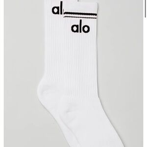 ALO Yoga Throw Back Unisex White Crew Socks - Size L